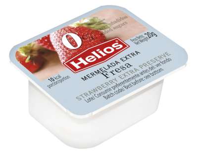 PORCIONES MERMELADA 0% FRESA 80 UDS. DE 20 GRS. HELIOS