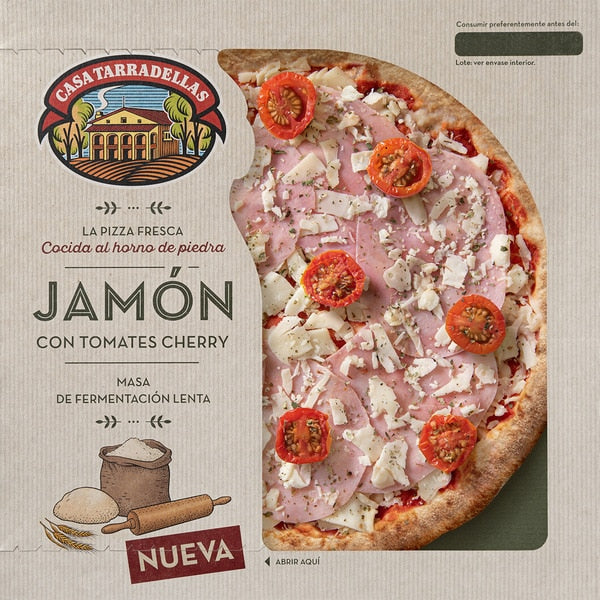 PIZZA JAMON CON TOMATES CHERRY ¡NUEVA!